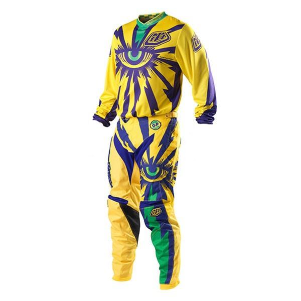   troy lee designs 2013 gp cyclops jersey and pants combo yellow/purple 