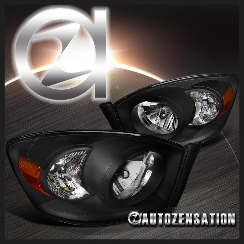 06-08 dodge ram all models black crystal headlights rh lh