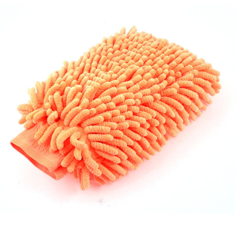 Car auto orange cleaning washing double side microfiber mitten glove