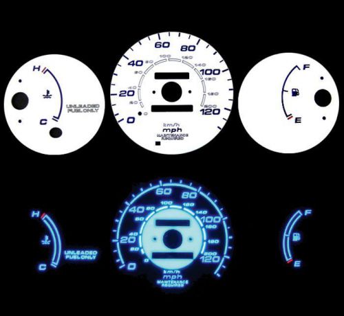 New 96-00 honda civic mt w/o tach blue indiglo glow white gauges 96 97 98 99 00