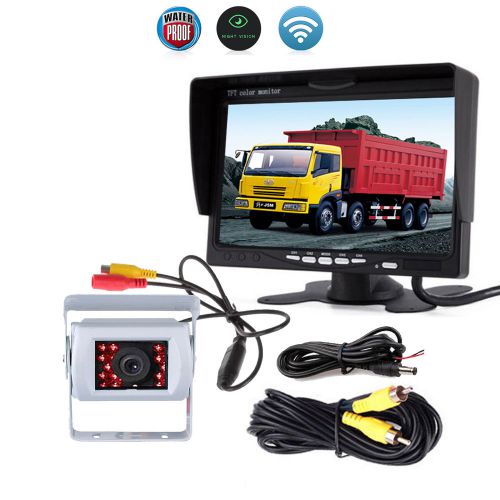 7&#034; tft lcd monitor + 12-24v white night vision waterproof reversing ccd camera