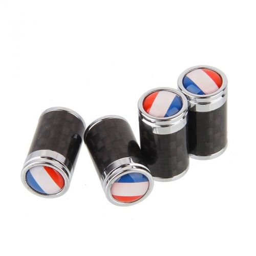 Carbon fiber car tire stem air valve caps french flag logo for all auto truck