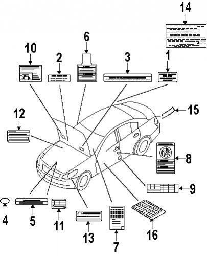 Infiniti 990901ns0a genuine oem tire info label