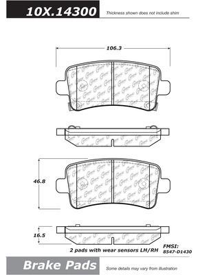 Centric 105.14300 brake pad or shoe, rear-posi-quiet ceramic w/shims & hardware