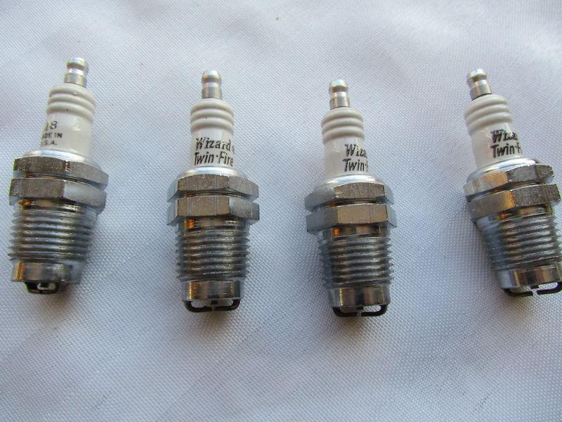 4 nos twin fire wizard 1/2" iron pipe size spark plugs ford, john deere, hitmiss