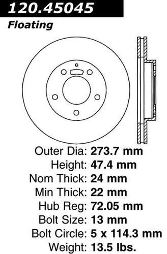 Centric 120.45045 front brake rotor/disc-premium rotor-preferred