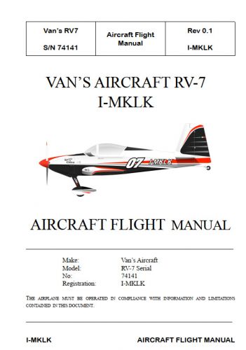 Arcraft flight manual i-mklk rv-7