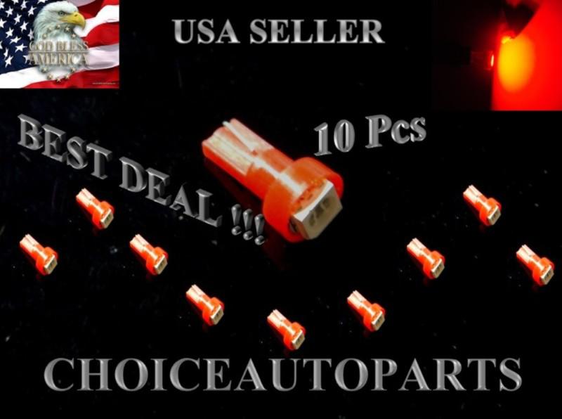 10pcs t5 5050 1smd wedge red led dash board light bulbs 74 17 18 37 70