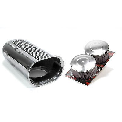 Blower drive service polished aluminum dual carb scoop w/air filters sc-9001