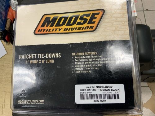 2 moose racing heavy-duty tie-downs 1” ratcheting - black, #3920-0297 new