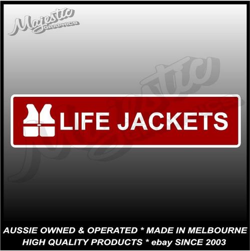 Life jackets - 210mm x 50mm  - boat safety - decal / sticker