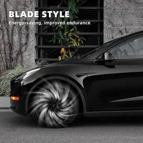 Jimall 4pcs tesla model y wheel covers 19 inch, exclusive black blade