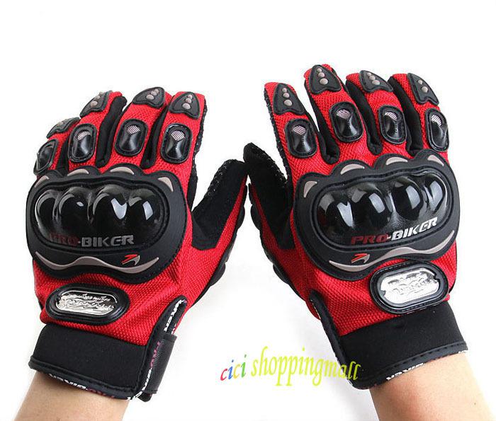 Motorcycle motorbike racing bike gloves carbon fiber pro-biker red size # xl