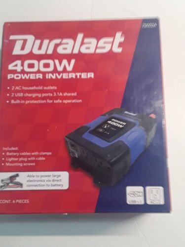 Duralast 400 watt mobile power inverter light bulb pluger 2 ac household outlets