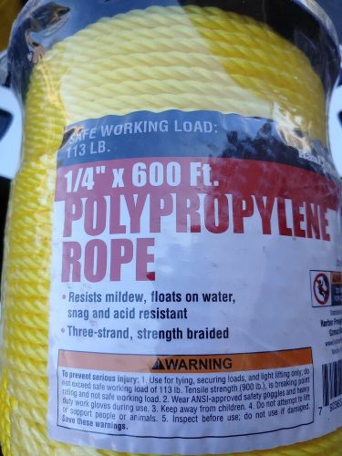 1/4&#034; x 600&#039; yellow polypropylene rope poly boat dock work tree haul master spool