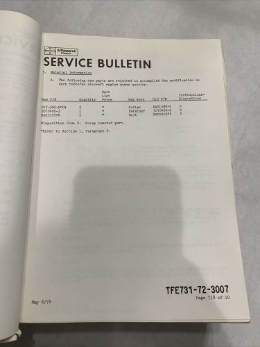 Airesearch garrett turbine engine service bulletins