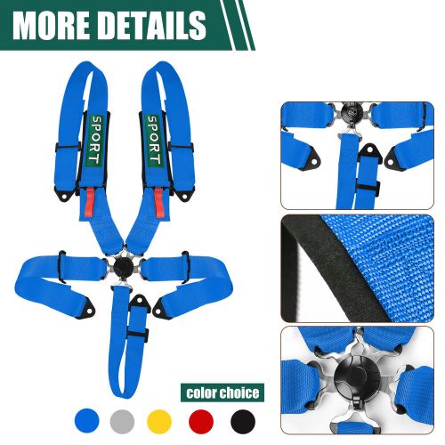 Blue 4-point adjustable racing seat belts harness safety shoulder straps