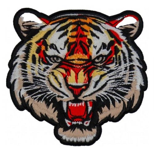 Small white tiger head embroidered patch free shipping inside usa