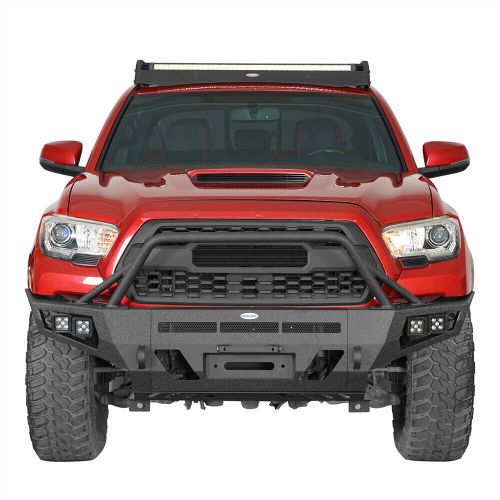 Off-road front rear bumper for 2016-2023 toyota tacoma w/winch plate led lights