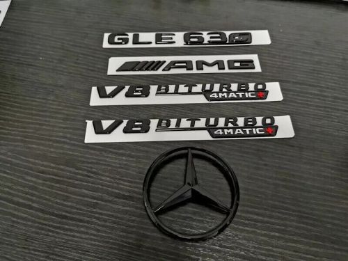 Gloss black gle63s amg v8 biturbo 4matic+ star package emblem badge sticker w166