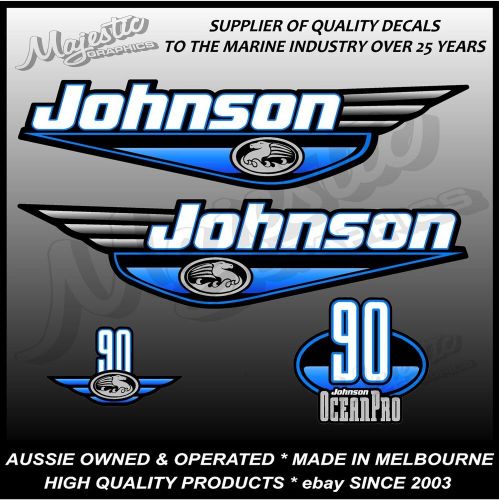 Johnson 90 hp - ocean pro - decal set - blue -  outboard decals