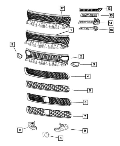 Genuine mopar radiator grille 68422116ac