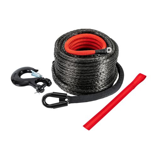 3/8x100&#034; synthetic winch rope w/hook for 4wd off-road vehicle truck atv utv suv