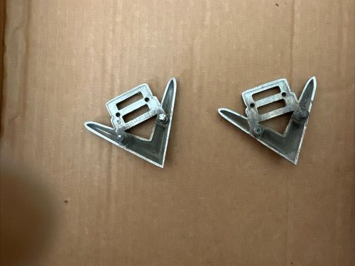 Vintage v8 symbol metal car - truck emblem badge  2 3/4&#034; wide x 2 1/4&#034; tall