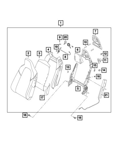 Genuine mopar front seat back 6xd99u00aa