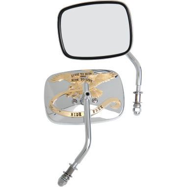 Drag specialties gold live to ride custom mirrors set for harley models