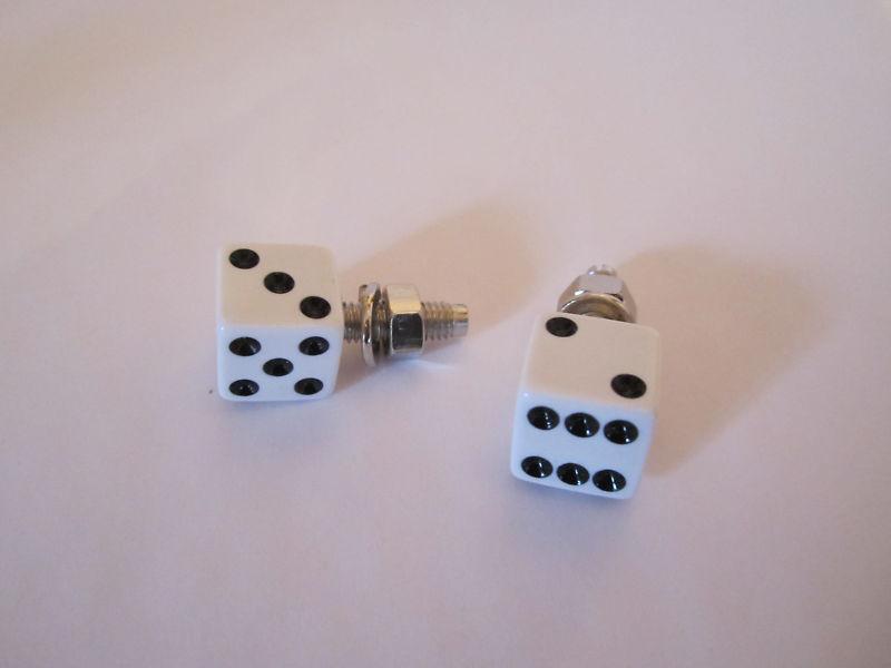 White dice plate bolts for any hot rat or street rod