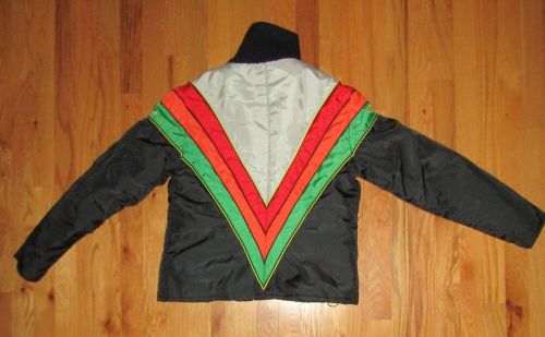 Vintage women&#039;s john deere snowmobile jacket m black w/ rainbow