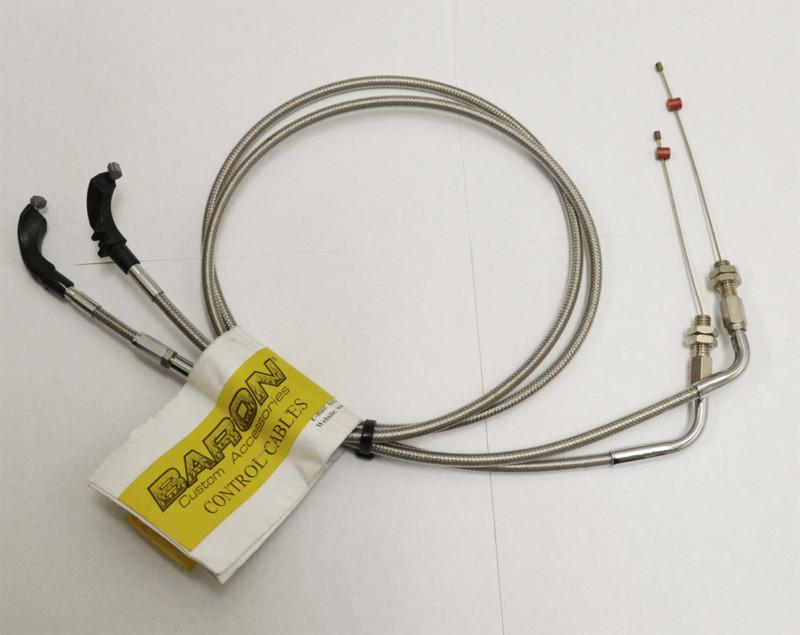 Suzuki boulevard c90 06-08 braided stainless throttle cables by barons +2"