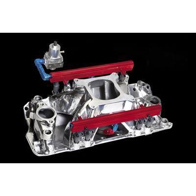 Professional products fuel rail aluminum red anodized chevy small block kit