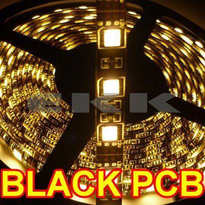 5m black pcb waterproof 5050 smd warm white 300 led strip lights lamp + tracking