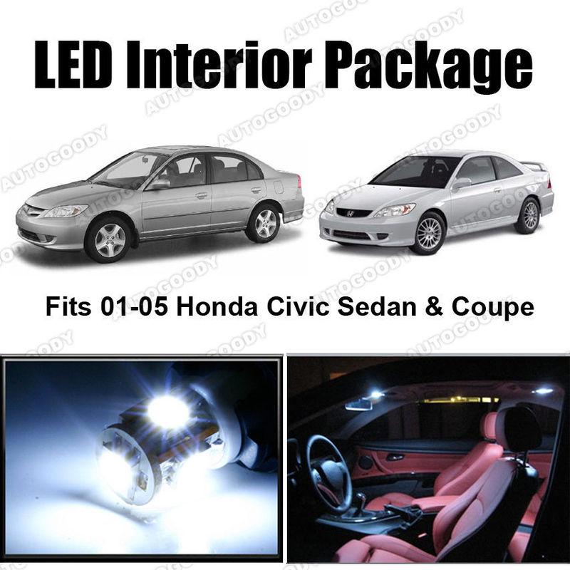 4 x white led lights interior package deal honda civic