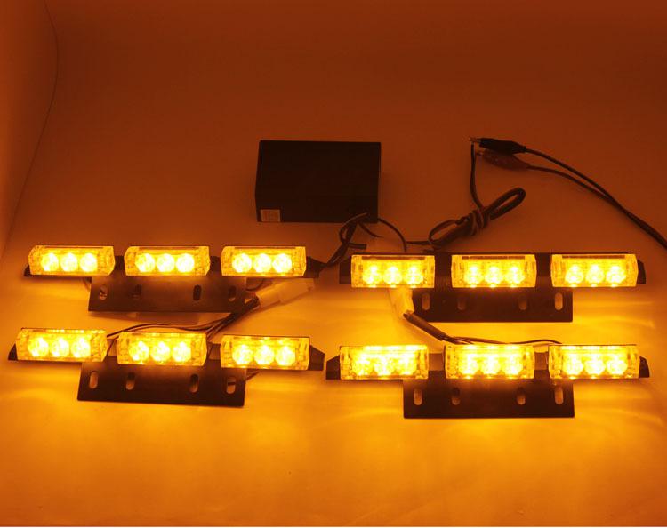 4 x 9 led amber auto van truck strobe flash light grill emergency lights 3 mode