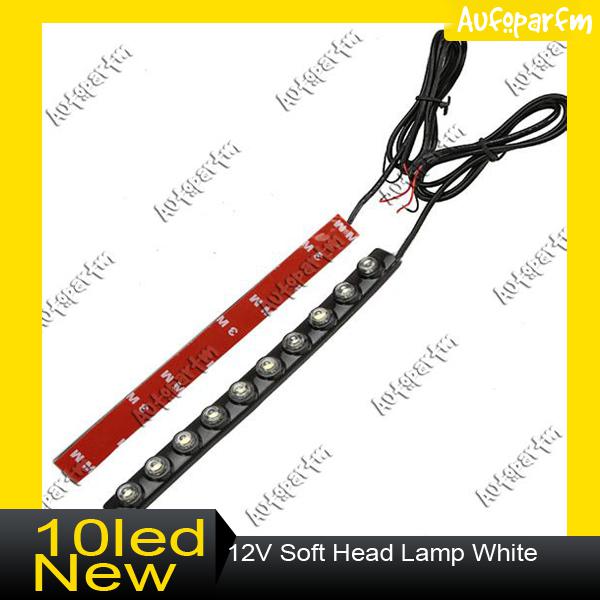 Pair 10 led drl driving soft head lamp white car daytime running light diy 12v