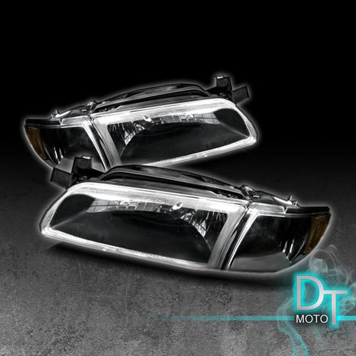 Black 97-03 grand prix crystal headlights +corner signal lamps lights left+right