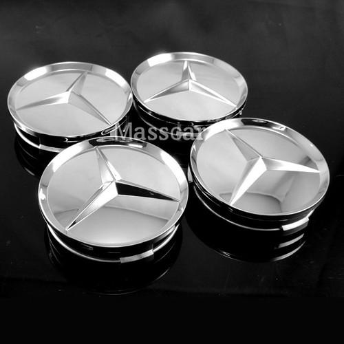 New mercedes-benz full chorme sliver wheel hub center caps cover 4x