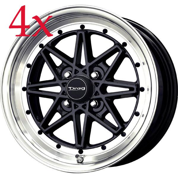 Drag wheels dr-20 15x7 4x100 black rims mini cooper fit kia optima 