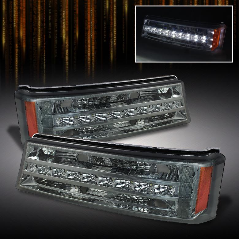 03-06 silverado avalanche smoked led bumper signal lights lamps left+right