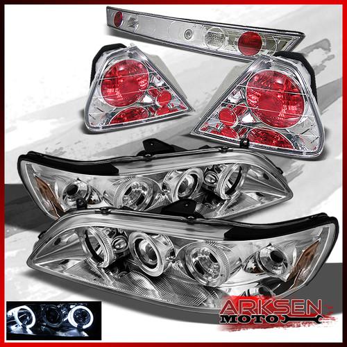 98-00 accord 2dr clear halo projector headlights+clear tail lights w/trunk piece