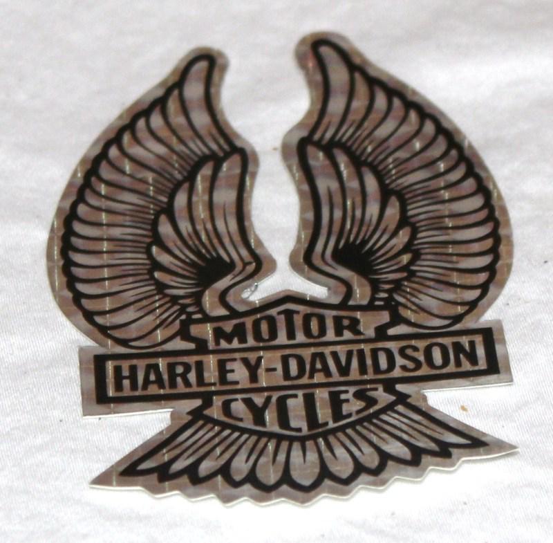 Original harley davidson silver winged sticker  4" x 2 1/4" nos (138)