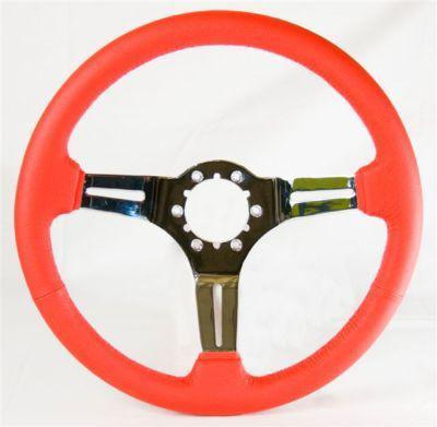 1963 - 82 corvette steering wheel red leather w/chrome -