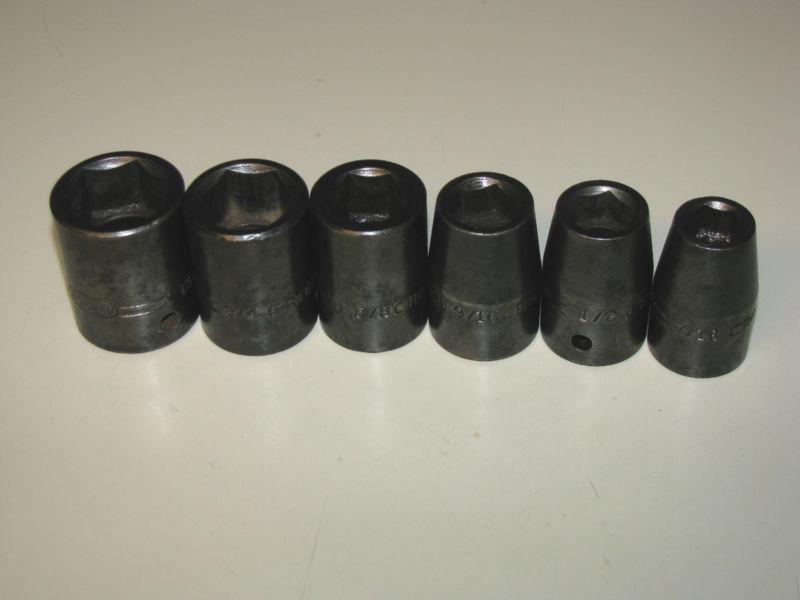 Lot of 6 vintage craftsman 1/2" drive 6 point impact sockets tools tool + nr