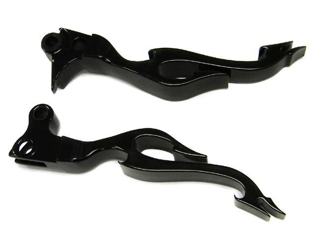 Black flame clutch brake levers for harley road king glide electra street ultra