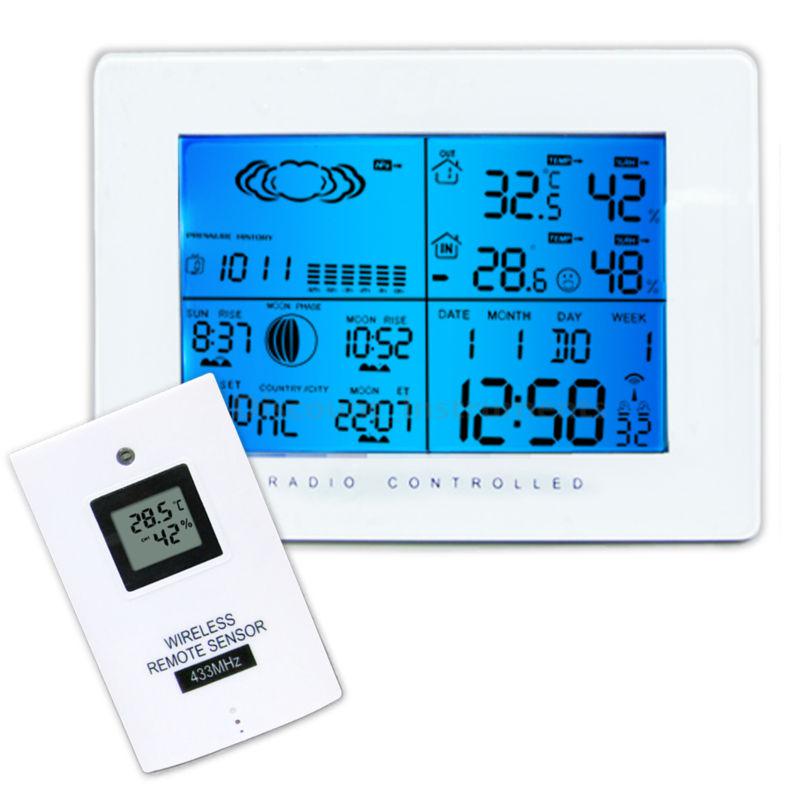 Weather station in/outdoor humidity thermometer  air pressure rcc dcf