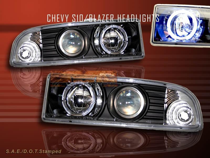 98-04 chevy s10/blazer jdm black halo projector headlights new