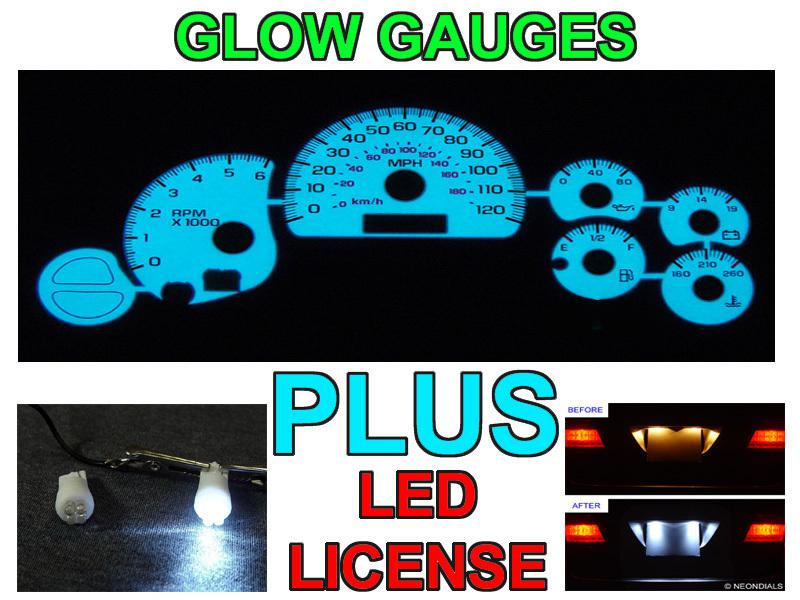 New 2003-2006 gmc sierra & chevy silverado glow gauge faces + led license bulbs